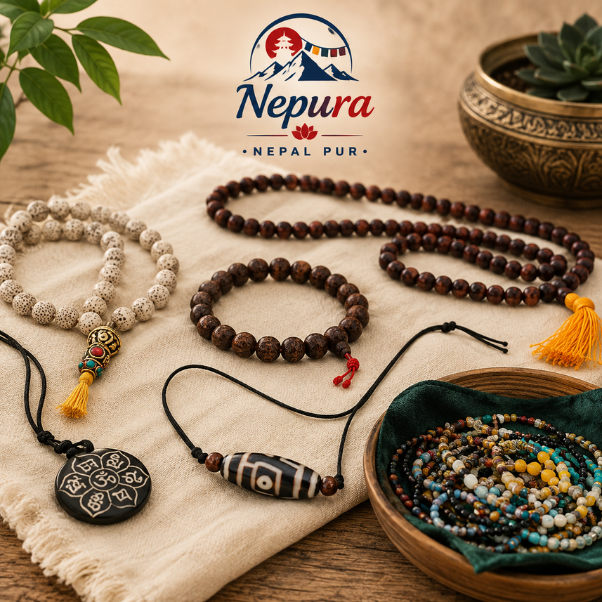 Nepalesischer Silberschmuck mit Türkis in Nahaufnahme